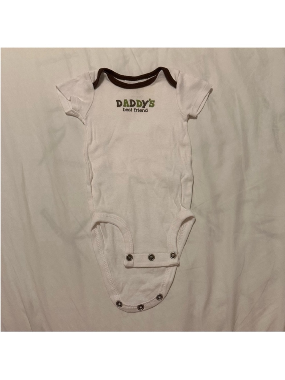 White Short-Sleeve Baby One-Piece with 'Daddy's Best Friend'
